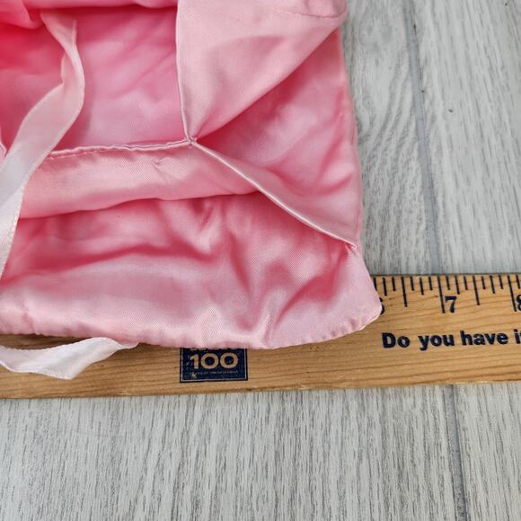 Vintage Pink Satin Accordion Hosiery Bag 5" Rickrack Trim 4 Pouches Stocking Org - Picture 7 of 8
